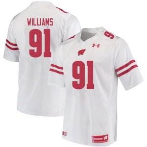 Men's Wisconsin Badgers NCAA #91 Bryson Williams White Authentic Under Armour Stitched College Football Jersey CQ31K03ID